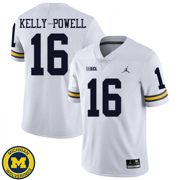 Mens University of Michigan #16 Jaylen Kelly-Powell White Jordan Brand Fashion Jersey